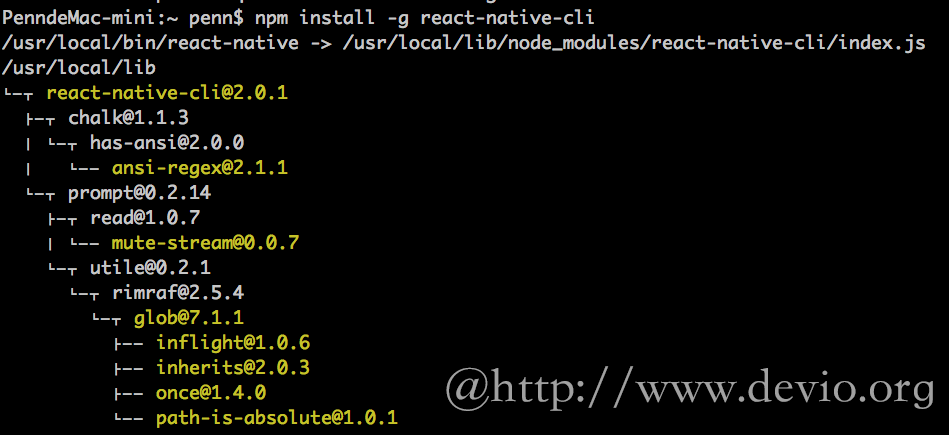 npm install -g react-native-cli-ios